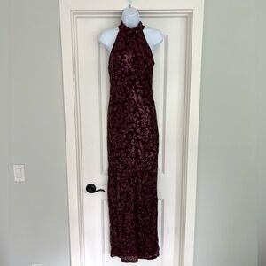 Windsor All Over Sequin Halter Maxi Dress Size S Plum Purple